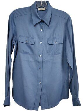 KappAhl Number One Womens Steel Blue Collard Buttondown Down Long Sleeve Size 36